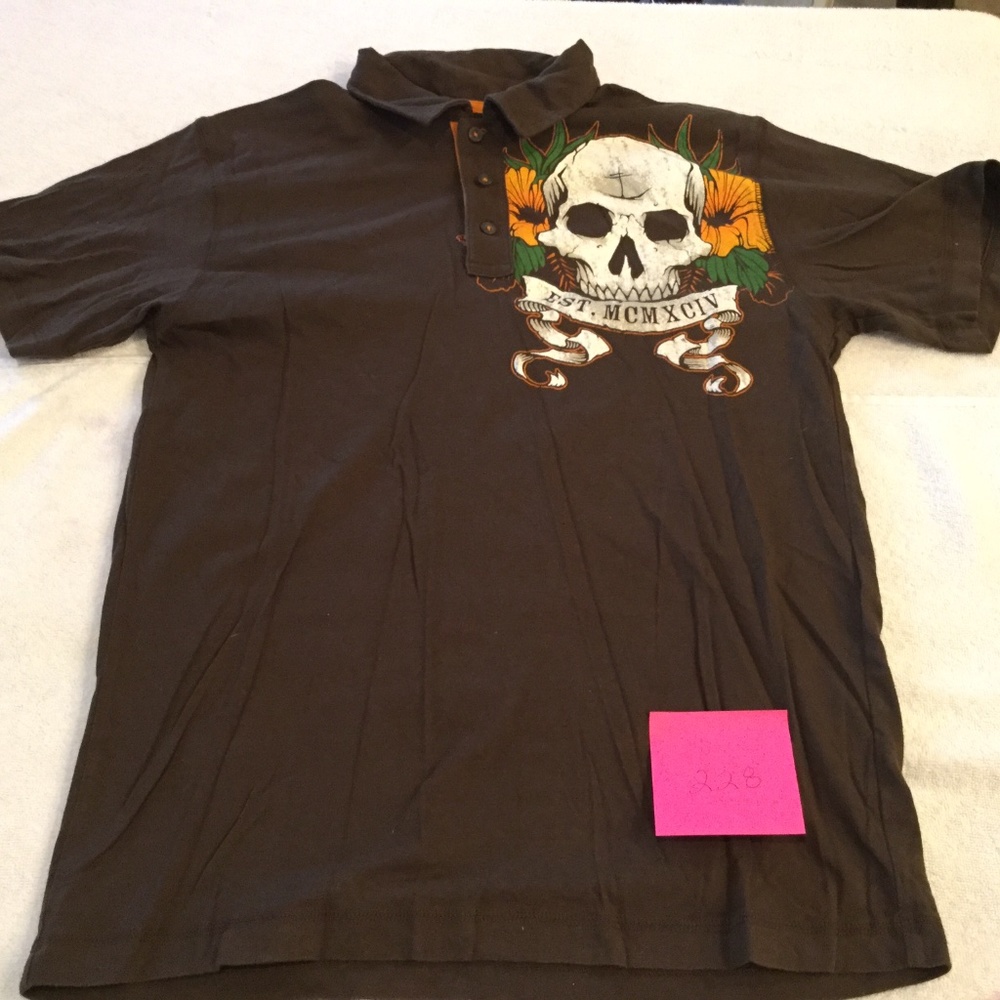 Old Navy Brown Orange Skull Polo Shirt - Size XL - Excellent Condition